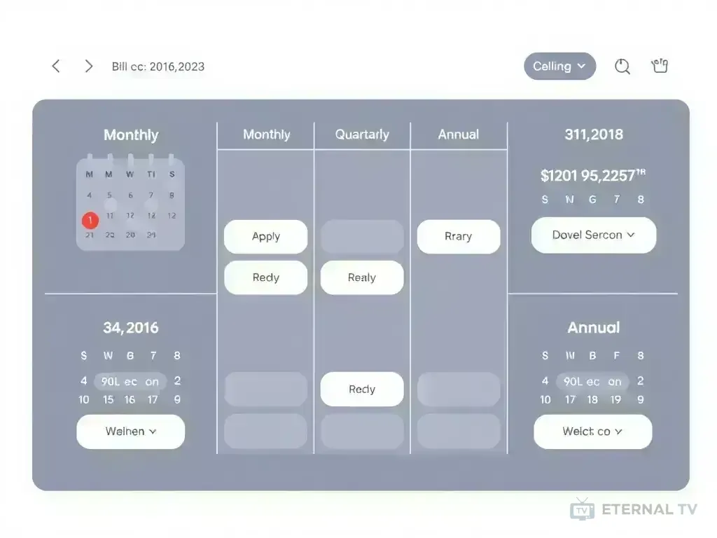 Calendar showing different billing cycles
