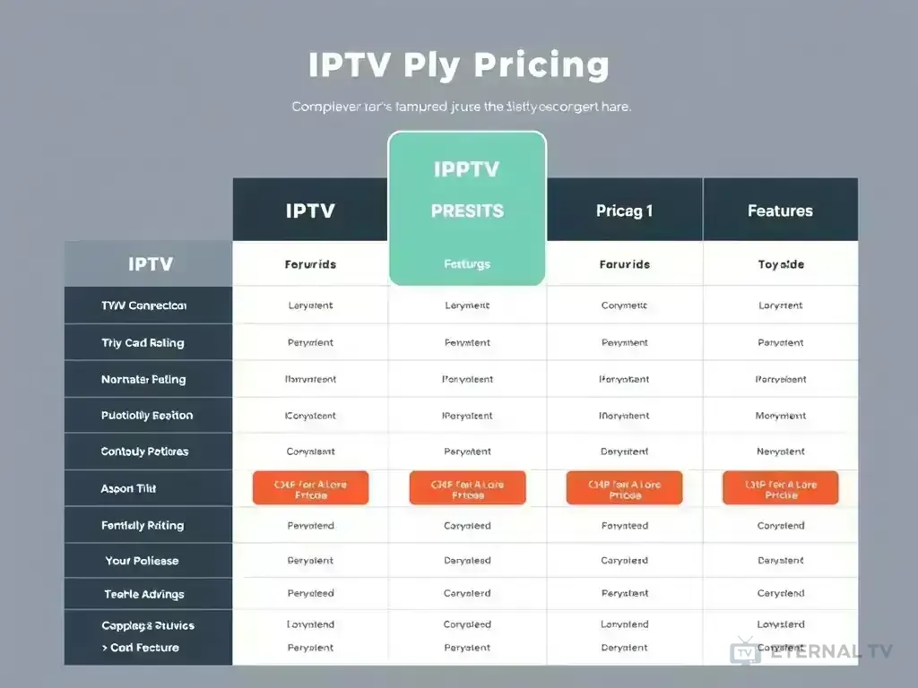 Comparison chart of Eternal TV pricing plans