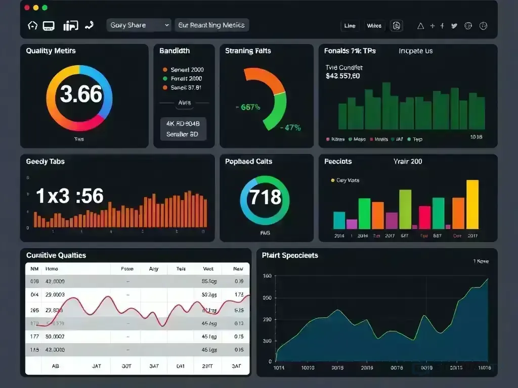 Dashboard showing streaming quality metrics and performance